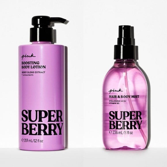 Victoria’s Secret PINK Super Berry Boosting Body Lotion Set Limited Edition NWT - Picture 1 of 6